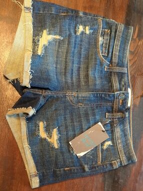Studio Blue Indigo Denim Shorts with Contrast Stitching